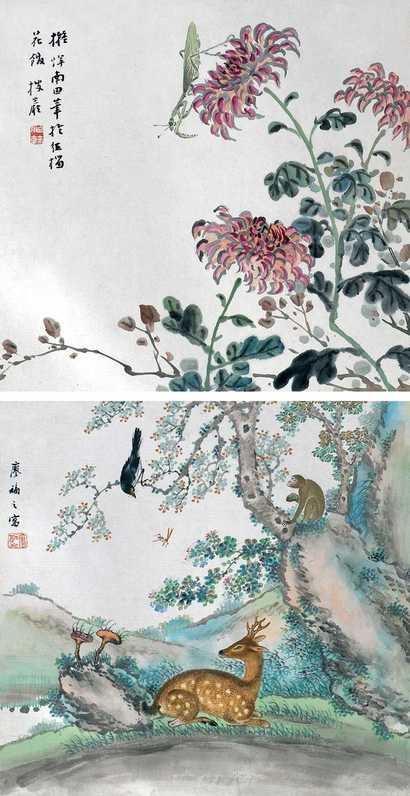 佚名 清19世纪 花鸟兽 册页（二十三开选二）